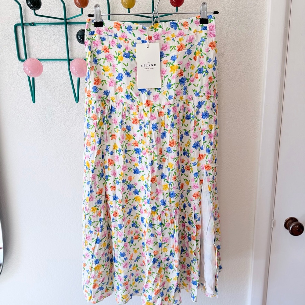 Sezane Tammie Floral Midi Skirt 36